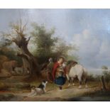 BRITISH SCHOOL Travelers and animals at a camp, oil on canvas, 50 x 60cm Condition Report: