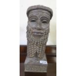 A contemporary resin bust of Sargon of Akkad on stylized base Condition Report:Available upon