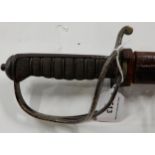 A Royal Artillery officers sword with leather bound scabbard Condition Report:Available upon