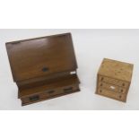 An early 20th century mahogany stationary cabinet and a three drawer birds eye maple collectors