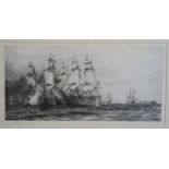 WILLIAM LIONEL WYLLIE Armada, signed, etching, 21 x 42cm, FRANK MANN The Fleet Malta, 16 x 26cm