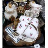 A Colclough teaset, a Wedgwood Noah's Ark Collection Kangaroo paperweight, assorted trinket boxes