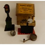 A Mamod Minor No1 horizontal stationary steam engine, a Hornby L425 locomotive and various track,