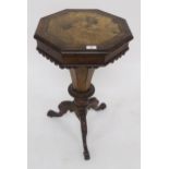 A Victorian walnut trumpet sewing/work table on tripod base Condition Report:Available upon request