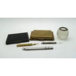 A collection of silver including a silver and onyx card case, makers mark M Wachenheimer & Co Ltd,