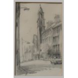 ERNEST HOOD Street scene, signed, pencil, 15 x 9cm Condition Report:Available upon request