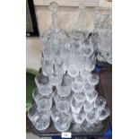A quantity of cut glass and crystal drinking glasses, decanters etc including Edinburgh and a