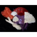 A GROUP OF FANS including a Chinese pierced bone brise fan, a Chinese fan, the gauze leaf