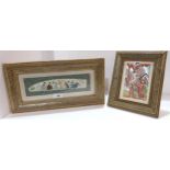 An Indian painted figural panel in inlaid frame and another frame Condition Report:Not available for