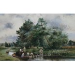 AFTER ERSKINE NICOL Boating scene, signed, gouache, 26 x 41cm Condition Report:Available upon