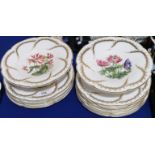 A Royal Worcester fruit service, each piece painted with a botanical study, comprising plates and