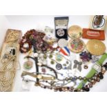 A collection of costume jewellery and compacts to include Marcasite Condition Report:Not available