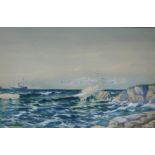 TOM CAMPBELL Atlantic from Ailsa Craig, signed, watercolour, 28 x 44cm Condition Report:Available