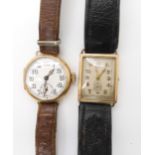 Two 9ct gold cased wristwatches, one marked Crusader, weight with straps and mechanisms 53gms
