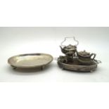 An Edwardian silver dolls house four piece tea service, comprising spirit kettle and stand,