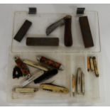 A small collection of pen knives and sharpening stones Condition Report:Available upon request