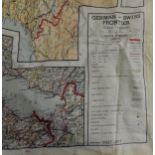 A WW2 silk pilot's map of  the North West coast of France, Belgium and Holland, and the Pyrenees