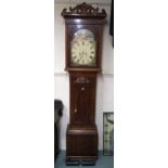 A Victorian mahogany cased grandfather clock with painted face, 232cm high x 58cm wide x 28cm deep