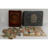 A collection of stamps in two albums and loose stamps with examples from Europe, Asia, Africa,