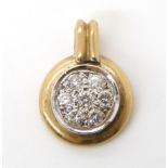 A 9ct gold diamond set pendant, set with estimated approx 0.21cts of brilliant cut diamonds,