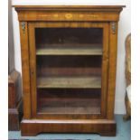 A Victorian walnut peer cabinet with single glazed door with brass ormolu mounts, 108cm high x