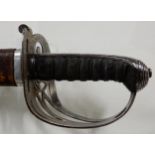 A 19th century infantry officers sword with a leather bound scabbard Condition Report:Available upon