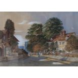 ENGLISH SCHOOL Village scene, watercolour, 37 x 52cm and another (2) Condition Report:Available upon