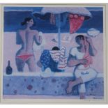 ALBERTO MORROCCO (SCOTTISH 1917-1998) ON THE BEACH  Print multiple, signed lower right in