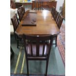 A Victorian oak wind out extending dining table and eight oak dining chairs (9) Condition Report: