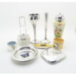 A collection of silver including a silver specimen vase, of floral form, Chester 1905, another by