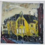 RACHEL CARROLL (BRITISH b.1975) CATHEDRAL  Oil on card, signed lower left, 70 x 71cm, together