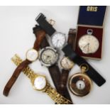 A gold plated Waltham half hunter pocket watch, an Oris pocket watch in original box and a