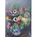 SCOTTISH SCHOOL Mixed flowers in a vase, oil on canvas, 71 x 52cm Condition Report:Available upon