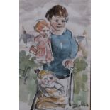 MARGARET WRIGHT Dolls, signed verso, watercolour, 19 x 12cm Condition Report:Available upon request