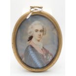 FRENCH SCHOOL PORTRAIT MINIATURE OF PRINCE CHARLES EDWARD STUART signed, with monogram G verso, 8.