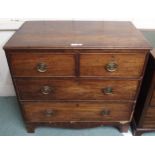 A Georgian mahogany two over two chest of drawers on shaped bracket base, 83cm high x 91cm wide x