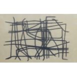 MURRAY MCCHEYNE  BLUE LATTICE  Ink and felt tip on paper, signed lower right, dated (19)70, 48 x