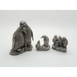 Three models of silver filled penguins, by Country Artists, Birmingham 1994, 96, etc Condition