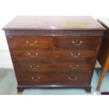 A 20th century mahogany two over three chest of drawers, 99cm high x 110cm wide x 53cm deep