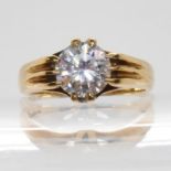 A 9ct gold cz solitaire ring, size Q 1/2, weight 5.2gms Condition Report:Available upon request