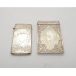A George IV silver cigarette case, the engine turned body with embossed scrolling foliate