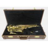 An alto saxophone, The Horn by Trevor J. James & Co serial number TO7558, in brass gold lacquered