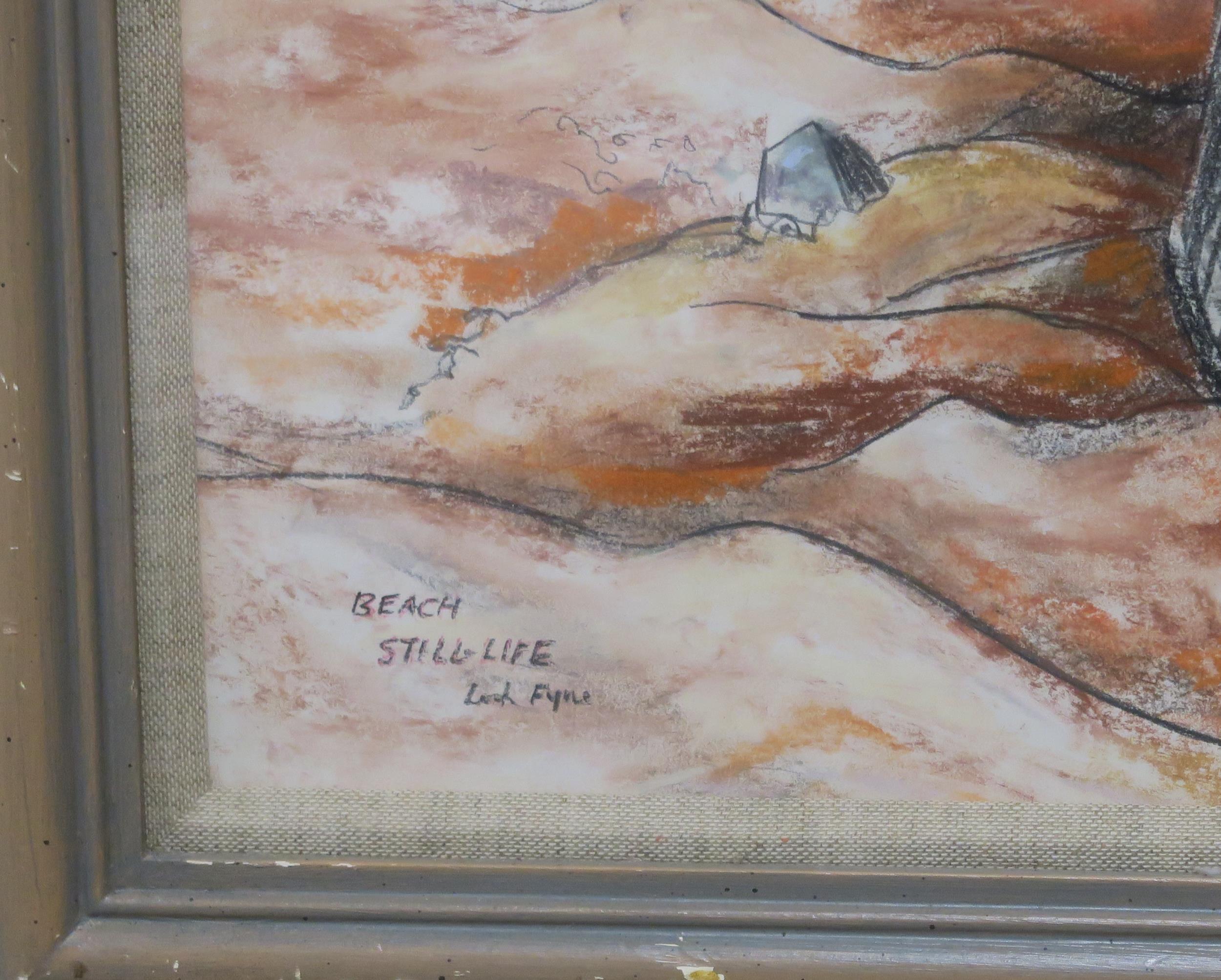 LOUISE GIBSON ANNAND MBE (1915-2012) STILL LIFE ON BEACH, LOCH FYNE Conte and pastel, signed lower - Image 4 of 4