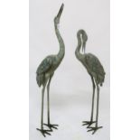 A lot of two cast steel garden statues in the form of cranes the tallest one being 110cm high (2)