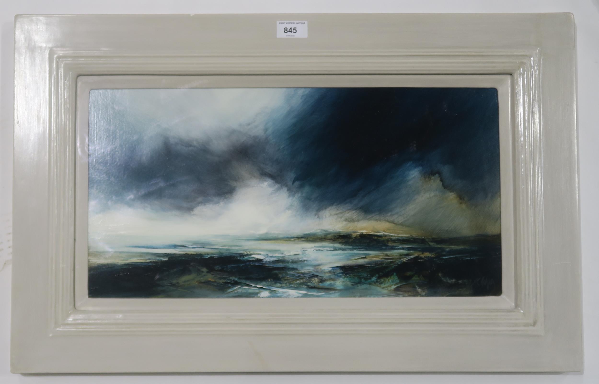 KIRSTIE COHEN (SCOTTISH b.1963) SEASCAPE  Oil on board, signed lower right, 26 x 51cm Condition - Image 2 of 3