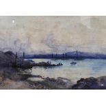 DAVID MARTIN Evening return in the bay, signed, watercolour,24 x 34cm and Coming ashore, Evening (2)