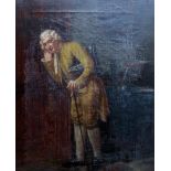 ENGLISH SCHOOL An 18th century gentleman listening beside a door, oil on canvas, 37 x 31cm Condition