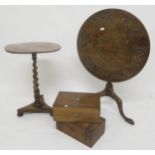 A 20th century carved oak circular tilt top occasional table, circular topped occasional table on