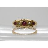 An 18ct gold ruby and rose cut diamond ring, hallmarked Chester 1907, size M, weight 3.4gms