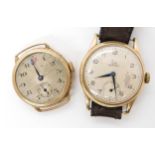 A 9ct gold gents Record watch. hallmarked London 1953, together with a 9ct case vintage watch,